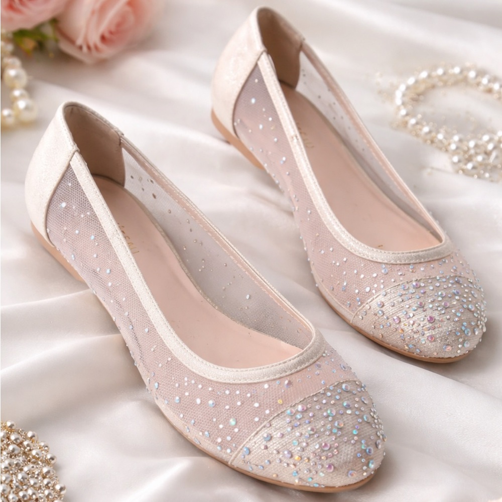Le Chateau Embellished Mesh Ballet Flats